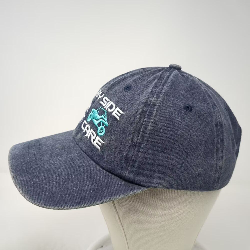 Blue White Baseball Cap Side By Side Hair Don't Care UTV Hat OSFM Slideback - Picture 3 of 9